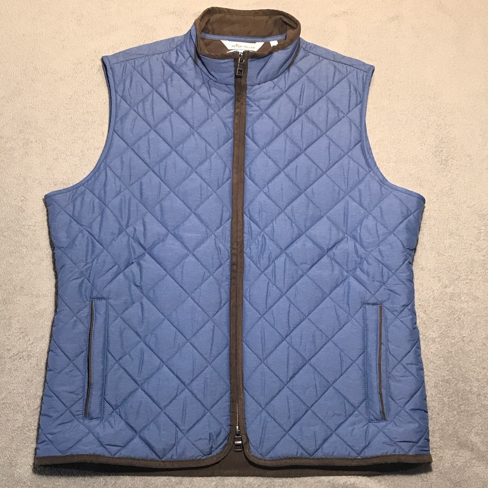 Peter Millar Essex Blue and Brown Quilted Vest